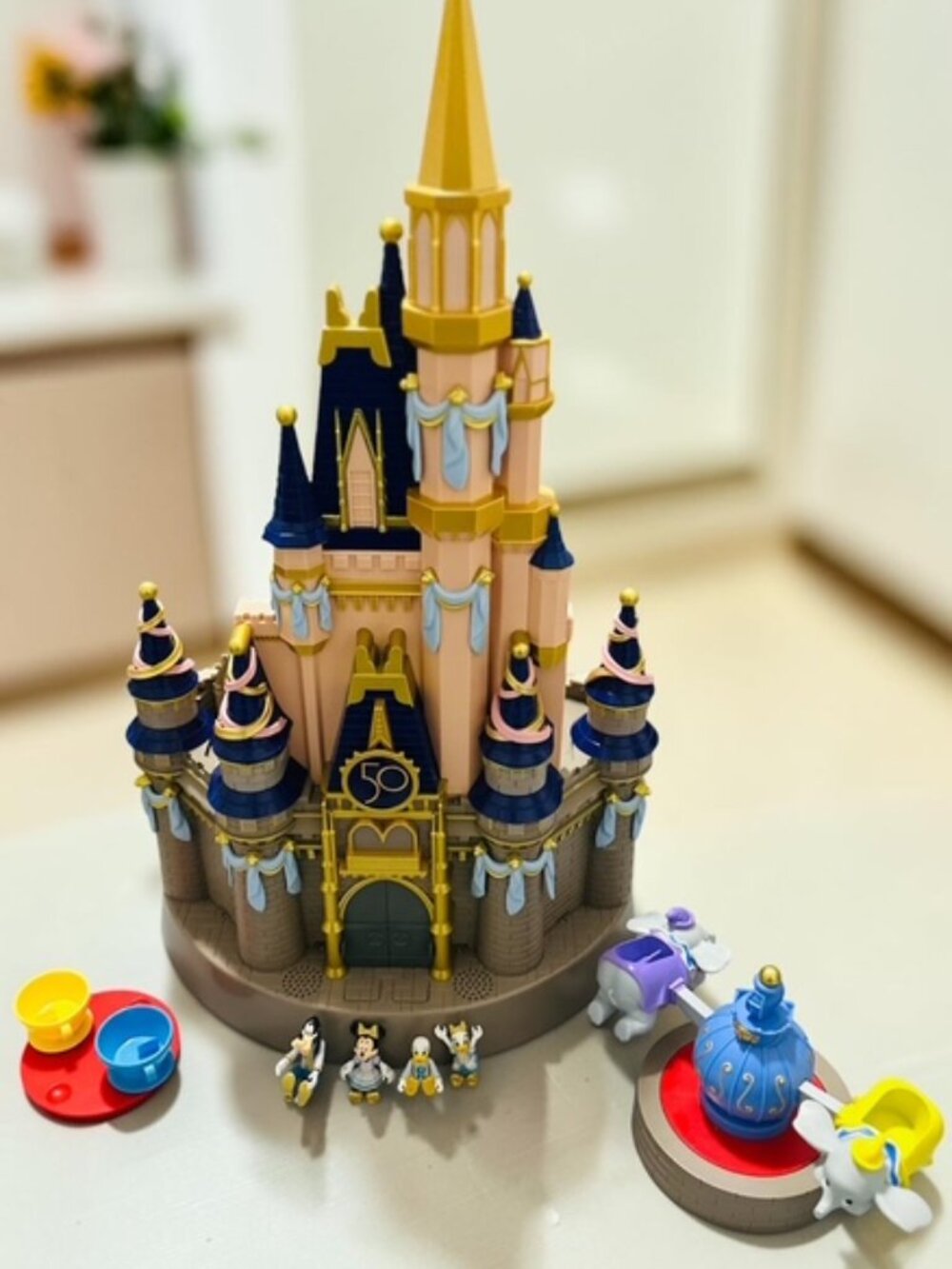 Disney Parks 50th Anniversary Cinderella Castle Playset Dumbo Teacups Figures
